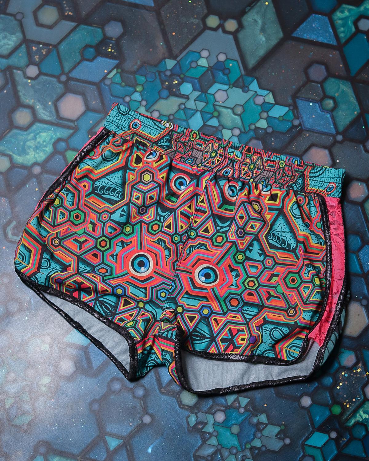 Running Shorts / Light Sportswear - ATLANTIS Pink Lace Strippe - Yacxilan Artwear